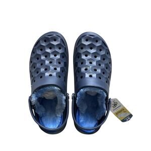 Joybees Kids Varsity Lined Clogs Size 4 Navy With Light Blue Liner Soft Cozy